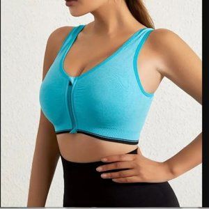 Zip front Razerback Sports Bra Bright Turquoise (cyan) M